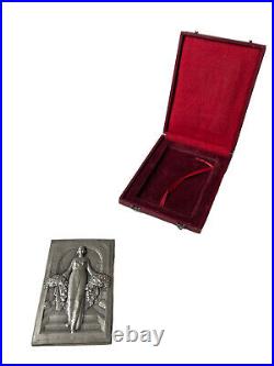 Raoul BÉNARD (1881-1961) Médaille Argent Massif Femme aux Fleurs Art Déco XX ème