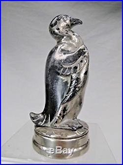 Rare Bouchon De Radiateur Art Deco Automotive Car Mascot Pingouin Bronze Argente