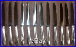 SFAM Coffret 12 couteaux de table art déco manche métal argenté & lames inox