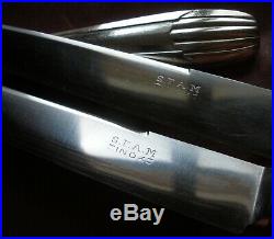 SFAM Coffret 12 couteaux de table art déco manche métal argenté & lames inox