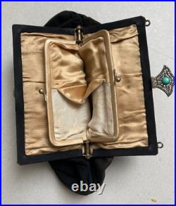Sac pochette avec fermoir argent massif + émail + marcassite Art Deco 1925 bag