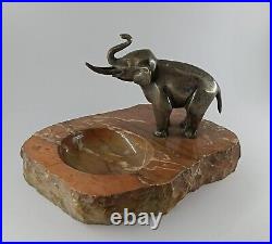 Sculpture éléphant art déco en bronze argenté, pièce unique antique