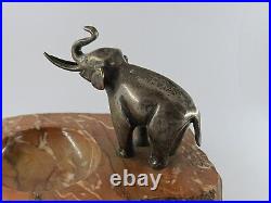 Sculpture éléphant art déco en bronze argenté, pièce unique antique