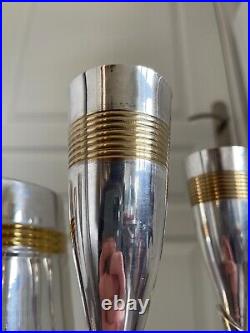 Seau champagne & 6 flutes METAL ARGENTE vintage art déco
