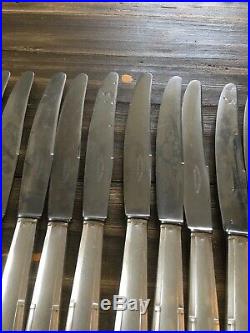 Serie 24 Couteaux Metal Argente Art Deco Lame Inox Orfevre Perrin