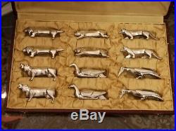 Série de 12 porte couteaux métal argenté animaliers sandoz 1925 1930 art déco