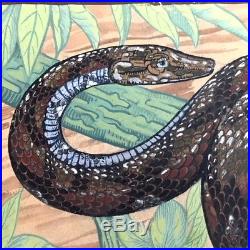 Serpent, dessin animalier, gouache aquarelle, argent / Jouve / Art Déco Snake
