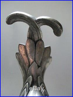 Serre livres statue Art Déco bronze argenté oiseaux MOLINS BALLESTE (1893-1958)