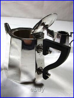 Service 5 pièces à thé et café en métal argenté poignée palissandre
