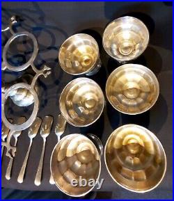 Service A Creme Glacee Sorbet Ou Dessert Art Deco Metal Argente Veller 1920-30