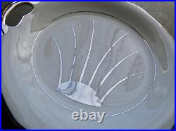 Service Dessert Art Déco 12 Assiettes & Plat Porcelaine Limoges Soleil Argent