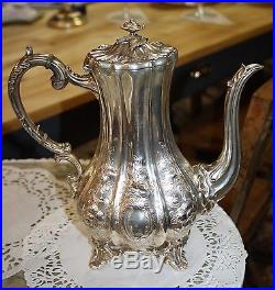 Service à café et à thé en métal argenté de style Louis XV (4 pièces)