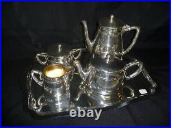 Service à café et thé en métal argenté Wiskermann ART DECO