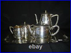 Service à café et thé en métal argenté Wiskermann ART DECO