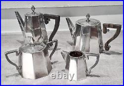 Service à café thé métal argenté 4 pièces art déco poinçon PC cafetière verseuse