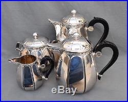 Service à thé café Art Déco en métal argenté Christofle Gallia Théière Sucrier