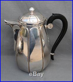 Service à thé café Art Déco en métal argenté Christofle Gallia Théière Sucrier
