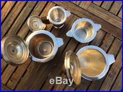 Service à thé, café, sucrier, pot à lait, 4 pièces en métal argenté Art déco