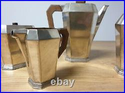 Service à thé et café en métal argenté poignée palissandre Période ART DECO