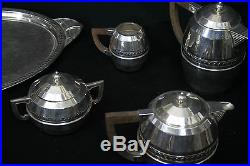 Service en métal argenté Art Déco/ Art Deco service tea, coffe, sugar, milk pot