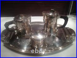 Service thé ou café en métal argenté Apollo art déco des années 1935