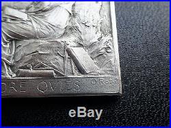 Splendide médaille plaque en argent ART DECO femme à la lecture 1928 signée ROTY