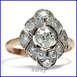 Style ancien coupe diamant art déco anneau en Or & Bague argent de fiançailles