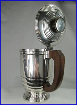 Superb Cafetière & Sucrier Métal Argenté Art Déco modernistes anses palissandre