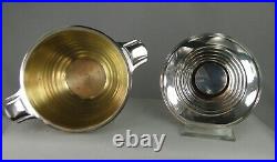 Superb Cafetière & Sucrier Métal Argenté Art Déco modernistes anses palissandre