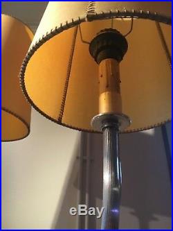 Superbe & Rare Lampadaire Valenti A 3 Lampes, Metal Argenté, Art Vintage Deco