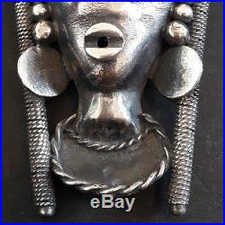 Superbe broche ancienne de créateur en argent, type africaniste, époque art déco