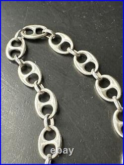 Très Beau Collier Chaîne En Argent Massif 925 Maille Art deco marine tank 94g