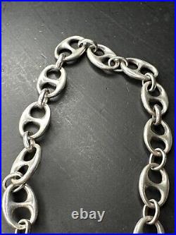 Très Beau Collier Chaîne En Argent Massif 925 Maille Art deco marine tank 94g