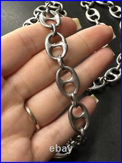 Très Beau Collier Chaîne En Argent Massif 925 Maille Art deco marine tank 94g