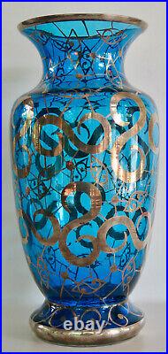 Vase Art Déco Cristal De Bohême Argenté Années 1930 Bohemia Barcelona