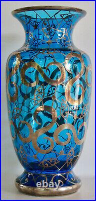 Vase Art Déco Cristal De Bohême Argenté Années 1930 Bohemia Barcelona