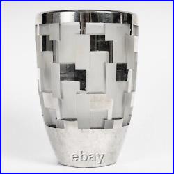 Vase Art Deco Moderniste Verre Émaillé Argent Jean Luce Silvered Enameled Glass